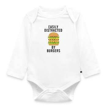 Cheeseburger Essen Lustiges Burger-Design - Baby Bio-Langarm-Body - Weiß - Vorne