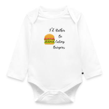 Hamburger essen Fast Food Burger essen - Baby Bio-Langarm-Body - Weiß - Vorne