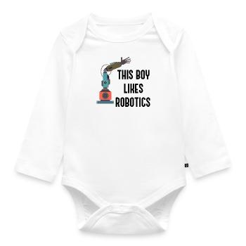 Junge mag Roboter Nette Robotik Technik - Baby Bio-Langarm-Body - Weiß - Vorne