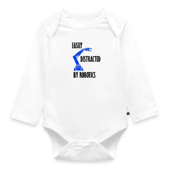 Abgelenkt von Robotics Ironic Robotic Engineer - Baby Bio-Langarm-Body - Weiß - Vorne