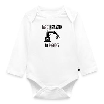 Robotcs Engineer Lustiges Zitat „Von Robotern - Baby Bio-Langarm-Body - Weiß - Vorne