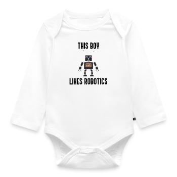 Junge mag Roboter Ironische Robotertechnik - Baby Bio-Langarm-Body - Weiß - Vorne