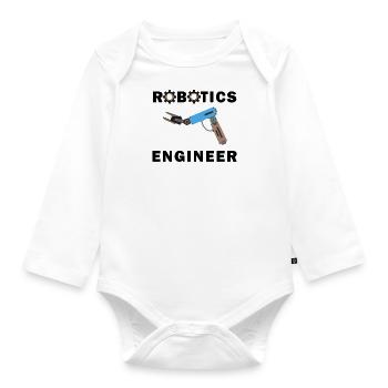Robotique, citation ironique, ingénierie - Body Bébé bio manches longues - blanc - Devant