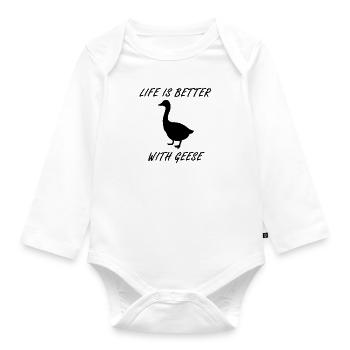 Wildlife Animal Life With Geese Cute Goose - Organic Longsleeve Baby Bodysuit - white - Front