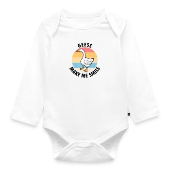 Geese Make Me Smile Nature Ironic Saying Goose - Organic Longsleeve Baby Bodysuit - white - Front