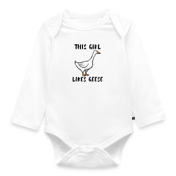 Une fille aime les oies, mignon animal sauvage, - Body Bébé bio manches longues - blanc - Devant