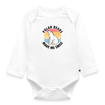 Polar Bears Smile Cute Wildlife Animal Arctic - Organic Longsleeve Baby Bodysuit - white - Front