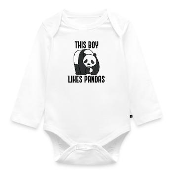 Citation amusante de l'ours panda, animal sauvage - Body Bébé bio manches longues - blanc - Devant