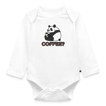 Panda und Kaffee Koffein Wildlife Lazy Office - Baby Bio-Langarm-Body - Weiß - Vorne
