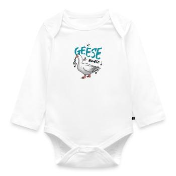 Geese and Music Notes Musician Cute Goose - Organic Longsleeve Baby Bodysuit - white - Front