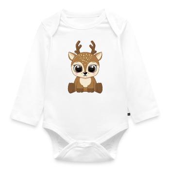 Baby Deer Reindeer Christmas Child Girl Boy - Organic Longsleeve Baby Bodysuit - white - Front
