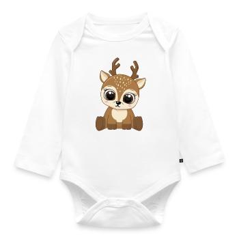 Baby Deer Reindeer Christmas Child Girl Boy - Organic Longsleeve Baby Bodysuit - white - Front