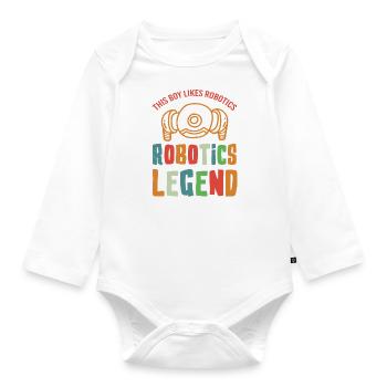 Robotics Legend Mechanic Engineer Robot - Organic Longsleeve Baby Bodysuit - white - Front