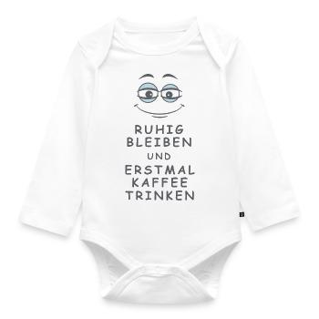 Kaffee trinken - Baby Bio-Langarm-Body - Weiß - Vorne