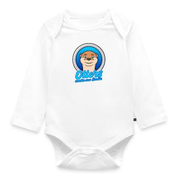Otters Smile Cute Nature Sea Otters Wilderness - Organic Longsleeve Baby Bodysuit - white - Front