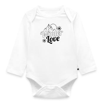Winter Love Snow Holiday Cozy Winter Time - Organic Longsleeve Baby Bodysuit - white - Front