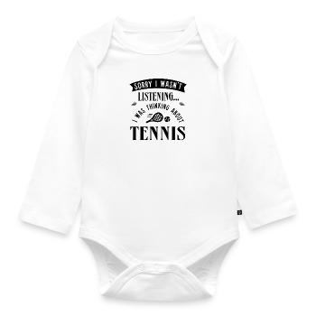 Denken Sie an Tennisspieler, Ballsport, - Baby Bio-Langarm-Body - Weiß - Vorne