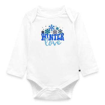Winter Love Cozy Nature, faune, paysage enneigé - Body Bébé bio manches longues - blanc - Devant
