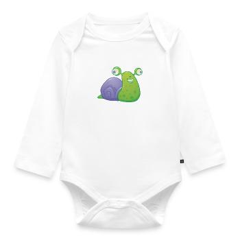 Guck nicht so doof lustige Schnecke mit Spruch - Baby Bio-Langarm-Body - Weiß - Vorne
