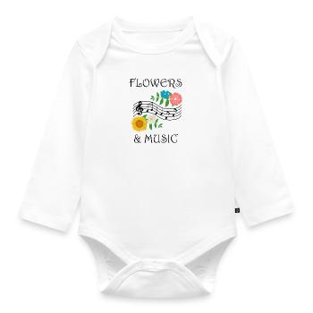 Blumen, Musiknoten, ironisch, Musiker, Florist, - Baby Bio-Langarm-Body - Weiß - Vorne