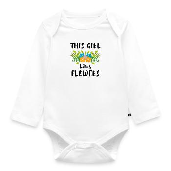 Mädchen mag Blumen Gärtner Florist Natur Blumen - Baby Bio-Langarm-Body - Weiß - Vorne
