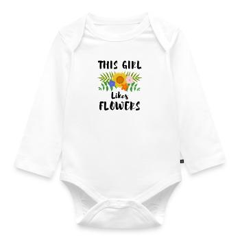 Mädchen mag Blumen Lustiger Blumenhändler, - Baby Bio-Langarm-Body - Weiß - Vorne