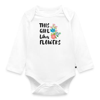 Fille aime les fleurs, jardinier d'été - Body Bébé bio manches longues - blanc - Devant