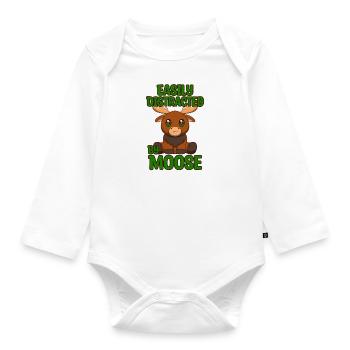 Abgelenkt von der Tierwelt und Natur des - Baby Bio-Langarm-Body - Weiß - Vorne