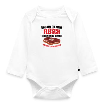 Fleischer Metzger Zerleger Schlachter Fleisch - Baby Bio-Langarm-Body - Weiß - Vorne
