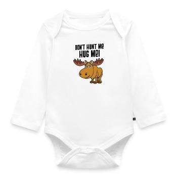 Hug Me Cute Wildlife Animal Moose Deer Forest - Organic Longsleeve Baby Bodysuit - white - Front