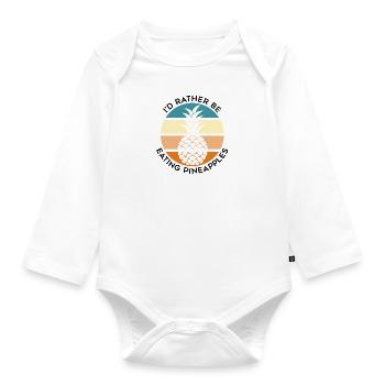 Manger des ananas, des vacances exotiques d'été, - Body Bébé bio manches longues - blanc - Devant