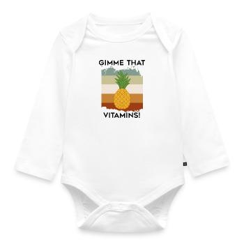 Gimme Vitamins Pineapples Exotic Fruits - Organic Longsleeve Baby Bodysuit - white - Front