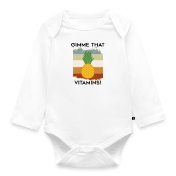Gimme Vitamins Healthy Pineapple Exotic Fruits - Organic Longsleeve Baby Bodysuit - white - Front