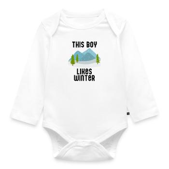 Garçon aime la randonnée, les journées d'hiver, - Body Bébé bio manches longues - blanc - Devant