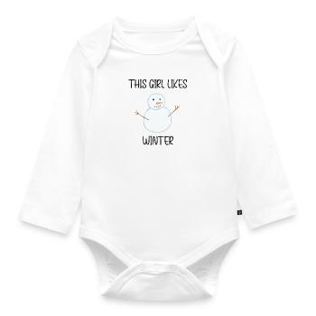 Landscape Mountains Hiking Cozy Winter Season - Organic Longsleeve Baby Bodysuit - white - Front