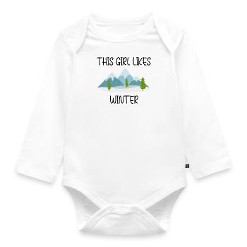 Une fille aime les journées d'hiver douillettes, - Body Bébé bio manches longues - blanc - Devant