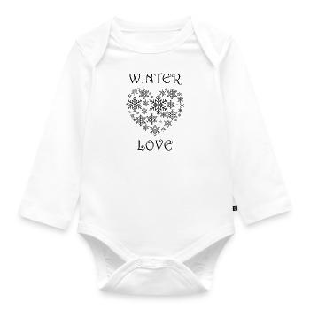 Winter Love Cozy Winter Days Hot Chocolate Hiking - Organic Longsleeve Baby Bodysuit - white - Front