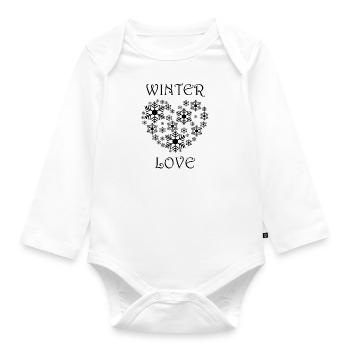 Hiver, amour, randonnée, montagnes, paysage, - Body Bébé bio manches longues - blanc - Devant