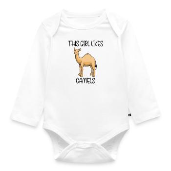 Cute Camels Wildlife Funny Saying Desert Nature - Organic Longsleeve Baby Bodysuit - white - Front