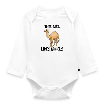 Une fille aime les chameaux, dicton ironique, les - Body Bébé bio manches longues - blanc - Devant