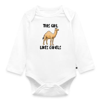 Girl Likes Camels Nature Wildlife Desert Animals - Organic Longsleeve Baby Bodysuit - white - Front