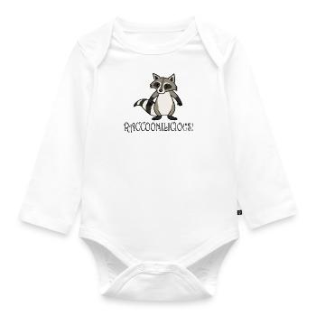 Raccoonilicious, dicton ironique, mignon animal - Body Bébé bio manches longues - blanc - Devant