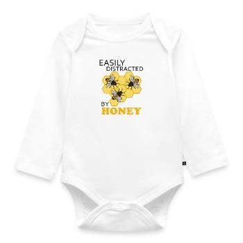 Distrait par Honey Delicious Honey Eating - Body Bébé bio manches longues - blanc - Devant
