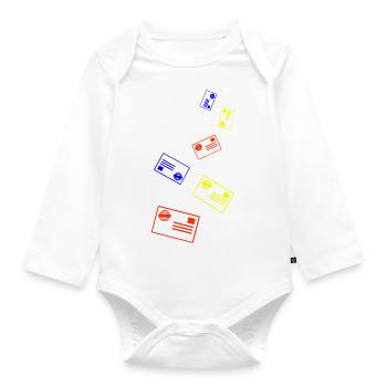 Stamp Colorful - Organic Longsleeve Baby Bodysuit - white - Front