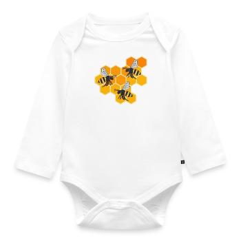 Honeycombs Bees Nature Wildlife Honey - Organic Longsleeve Baby Bodysuit - white - Front