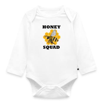 Honey Squad Ironic Saying Wildlife Cute Bees - Organic Longsleeve Baby Bodysuit - white - Front