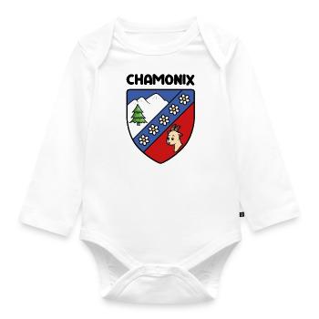 Coat of arms Mignon Chamonix Mont Blanc Haute Savoie - Organic Longsleeve Baby Bodysuit - white - Front
