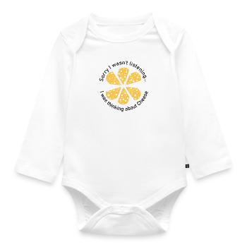 Eating Cheese Funny Cheesemaker Chef Ironic Saying - Organic Longsleeve Baby Bodysuit - white - Front