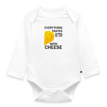 La vie avec le fromage, la cuisine, la pâtisserie, - Body Bébé bio manches longues - blanc - Devant