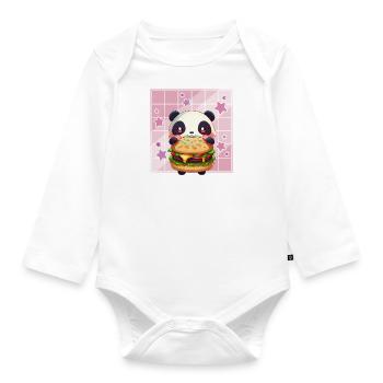 Cute Kawaii Panda, The Burger Anime Manga Otaku - Organic Longsleeve Baby Bodysuit - white - Front